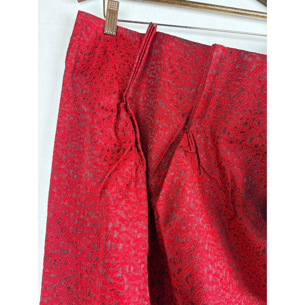Vintage Red Black Brocade Pinch Pleat Drapery Panel Lined Curtain Made in USA - Picture 3 of 8